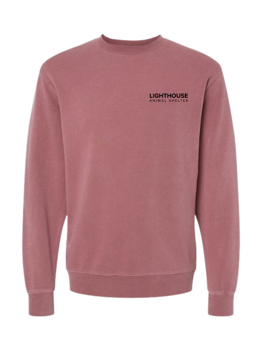 Maroon Embroidered Lighthouse Faded Crewneck